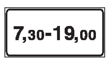 Cartello 50x25 cm Lamiera Scatolata RIFR. CL 2 7:30-19:00 VALIDITÀ PERMANENTE