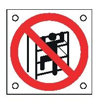 Cartello All. 60x60 mm DIVIETO DI ARRAMPICARSI SUGLI SCAFFALI