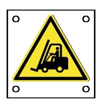 Cartello All. 60x60 mm PERICOLO CARRELLI ELEVATORI ED ALTRI VEICOLI INDUSTRIALI