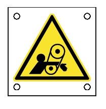 Cartello All. 60x60 mm PERICOLO SEGA A NASTRO
