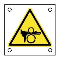 Cartello All. 60x60 mm PERICOLO TRASCINAMENTO DITA