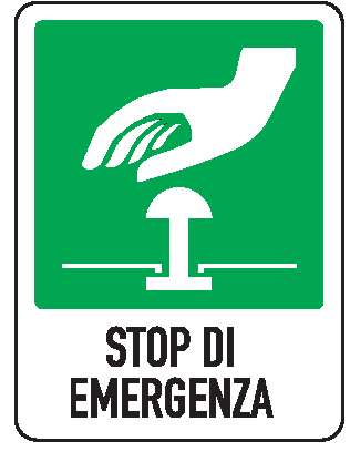 Cartello bifacciale in All. 110x140 mm STOP DI EMERGENZA