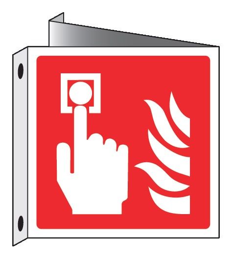 Cartello bifacciale in All. 155x155 PULSANTE ALLARME ANTINCENDIO
