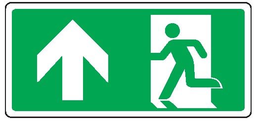 Cartello bifacciale in All. 220x125 mm USCITA DI EMERGENZA CON FRECCIA VERSO L'ALTO