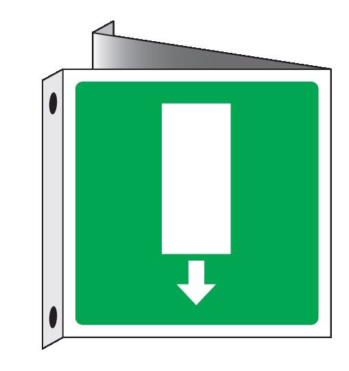 Cartello bifacciale in All. 400x400 mm USCITA DI EMERGENZA VERSO IL BASSO