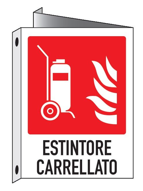 Cartello bifacciale in All. 400x500 mm ESTINTORE CARRELLATO