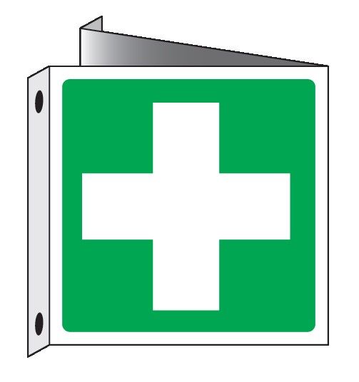 Cartello bifacciale Triangolato in All. 155x155 mm PRIMO SOCCORSO