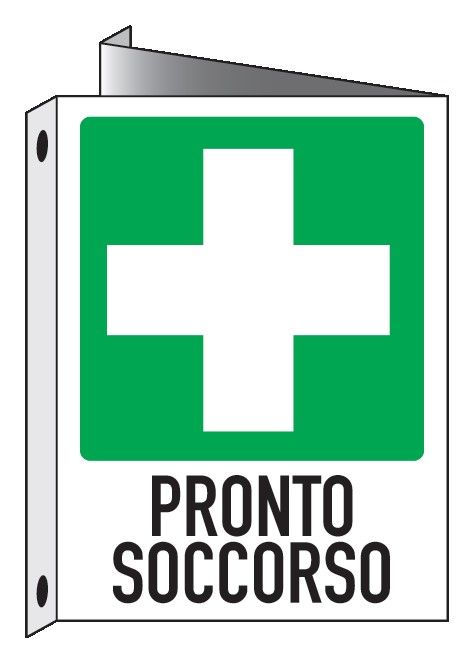 Cartello bifacciale Triangolato in All. 155x205 mm PRONTO SOCCORSO