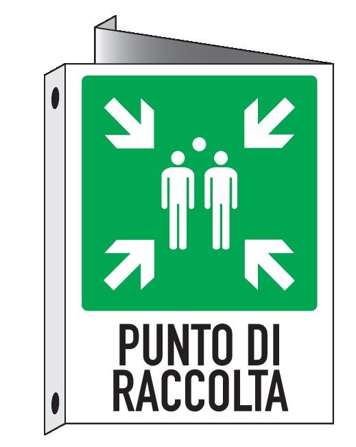 Cartello bifacciale Triangolato in All. 155x205 mm PUNTO DI RACCOLTA