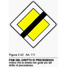 Cartello fine diritto di precedenza lato 40 cm
