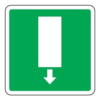 Cartello in All. 110x110 mm USCITA DI EMERGENZA VERSO IL BASSO
