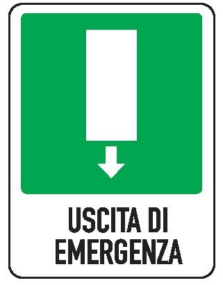 Cartello in All. 110x140 mm USCITA DI EMERGENZA VERSO IL BASSO
