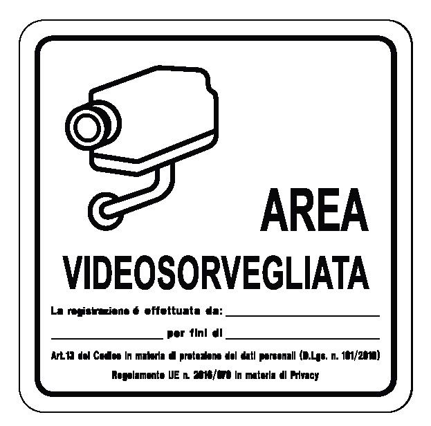 Cartello in All. 150x150 mm AREA VIDEOSORVEGLIATA REGISTRAZIONE