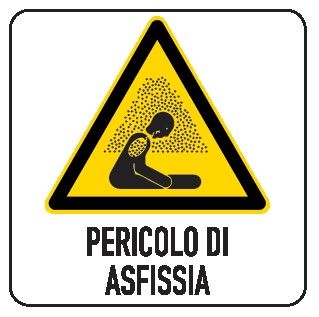 Cartello in All. 150x200 mm PERICOLO DI ASFISSIA