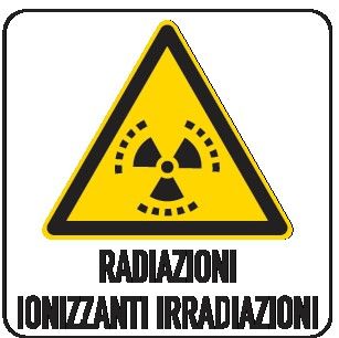Cartello in All. 150x200 mm RADIAZIONI IONIZZANTI IRRADIAZIONI