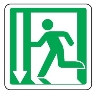 Cartello in All. 155x155 mm USCITA DI SICUREZZA CON FRECCIA SOPRAPORTA