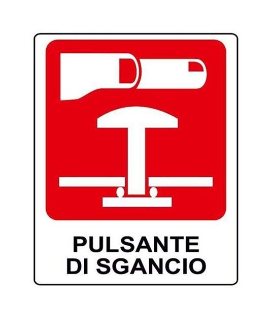 Cartello in All. 155x205 mm PULSANTE DI SGANCIO