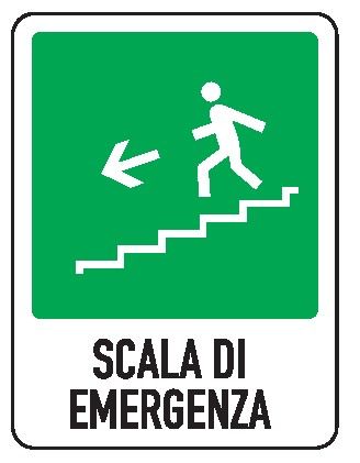 Cartello in All. 155x205 mm SCALA DI EMERGENZA IN BASSO A SX