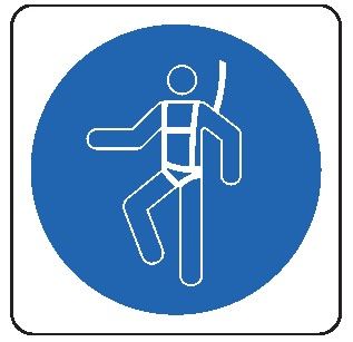 Cartello in All. 166x166 mm È OBBLIGATORIO INDOSSARE L'IMBRACATURA DI SICUREZZA