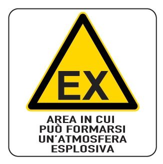 Cartello in All. 200x300 mm AREA IN CUI PUO' FORMARSI UN'ATMOSFERA ESPLOSIVA