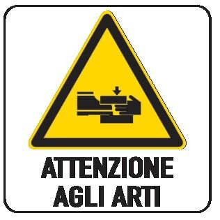 Cartello in All. 200x300 mm ATTENZIONE AGLI ARTI