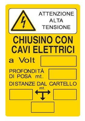 Cartello in All. 200x300 mm CHIUSINO CON CAVI ELETTRICI