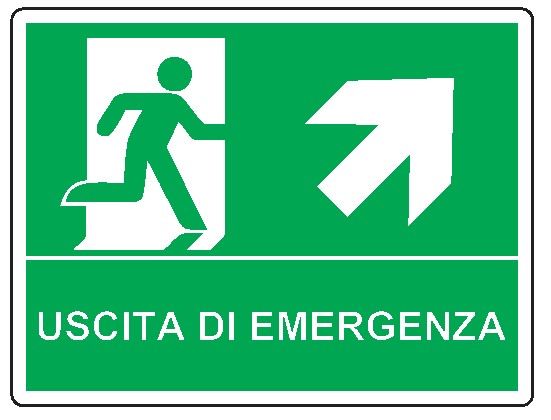 Cartello in All. 210x160 mm USCITA DI EMERGENZA CON FRECCIA IN ALTO A DX