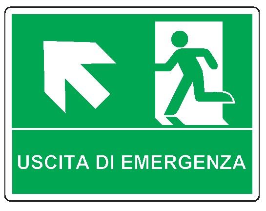 Cartello in All. 210x160 mm USCITA DI EMERGENZA CON FRECCIA IN ALTO A SX
