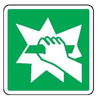 Cartello in All. 245x245 mm ROMPERE IN CASO DI EMERGENZA