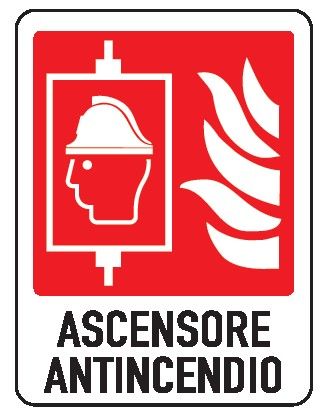 Cartello in All. 245x325 mm ASCENSORE ANTINCENDIO
