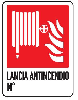 Cartello in All. 245x325 mm LANCIA ANTINCENDIO N°