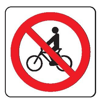 Cartello in All. 270x270 mm VIETATO IL TRANSITO ALLE BICICLETTE