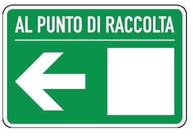 Cartello in All. 300x200 mm AL PUNTO DI RACCOLTA (FRECCIA VERSO SX)