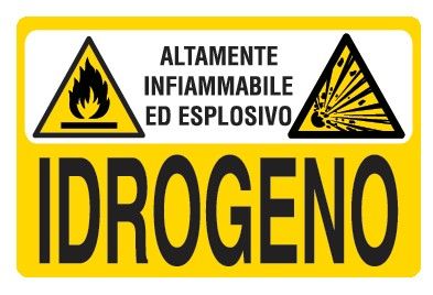 Cartello in All. 300x200 mm ALTAMENTE INFIAMMBILE ED ESPLOSIVO IDROGENO