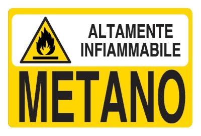 Cartello in All. 300x200 mm ALTAMENTE INFIAMMBILE METANO