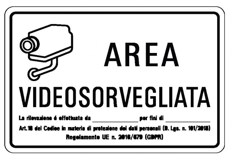 Cartello in All. 300x200 mm AREA VIDEOSORVEGLIATA RILEVAZIONE