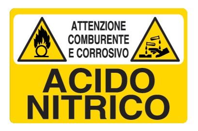 Cartello in All. 300x200 mm ATTENZIONE COMBURENTE E CORROSIVO ACIDO NITRICO