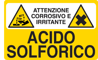 Cartello in All. 300x200 mm ATTENZIONE CORROSIVO E IRRITANTE ACIDO SOLFORICO