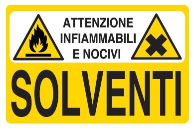 Cartello in All. 300x200 mm ATTENZIONE INFIAMMABILI NOCIVI SOLVENTI