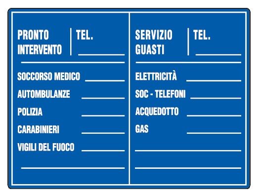 Cartello in All. 300x200 mm PRONTO INTERVENTO SERVIZIO GUASTI