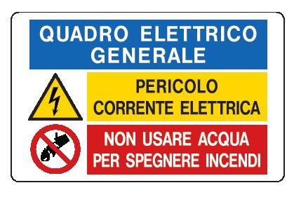 Cartello in All. 300x200 mm QUADRO ELETTRICO GENERALE CORRENTE ELETTRICA