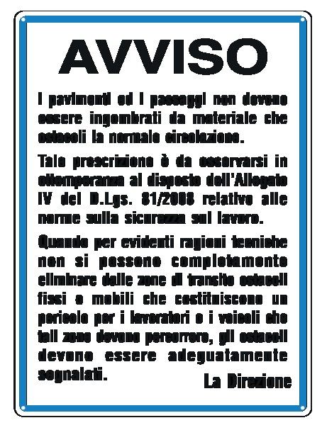 Cartello in All. 330x470 mm AVVISO