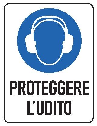 Cartello in All. 330x500 mm PROTEGGERE L'UDITO