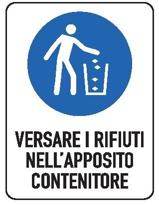 Cartello in All. 330x500 mm VERSARE I RIFIUTI NELL'APPOSITO CONTENITORE