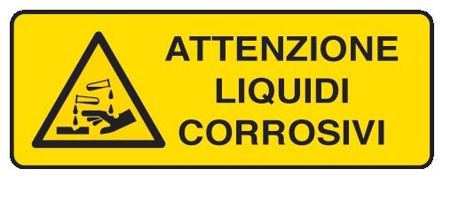 Cartello in All. 350x125 mm ATTENZIONE LIQUIDI CORROSIVI