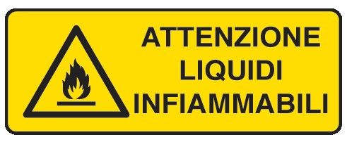 Cartello in All. 350x125 mm ATTENZIONE LIQUIDI INFIAMMABILI