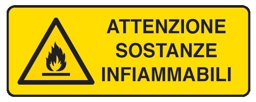 Cartello in All. 350x125 mm ATTENZIONE SOSTANZE INFIAMMABILI