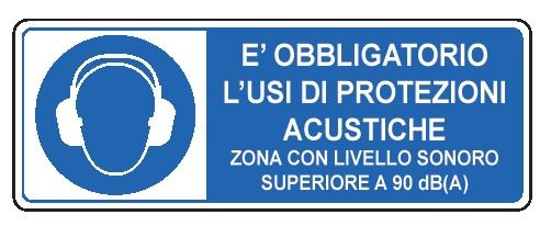 Cartello in All. 350x125 mm E' OBBLIGATORIO L'USO DI PROTEZIONI ACUSTICHE ZONA CON LIVELLO...