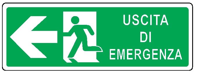 Cartello in All. 350x125 mm USCITA DI EMERGENZA A SX CON FRECCIA