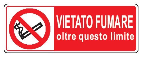 Cartello in All. 350x125 mm VIETATO FUMARE OLTRE QUESTO LIMITE